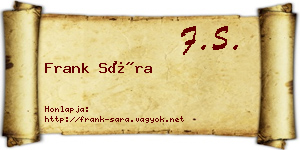 Frank Sára névjegykártya